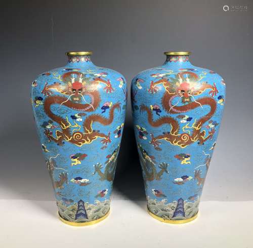 Pair of Cloisonne Enamel Vase