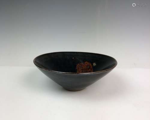 Black Glazed Leaf Porcelain Bowl