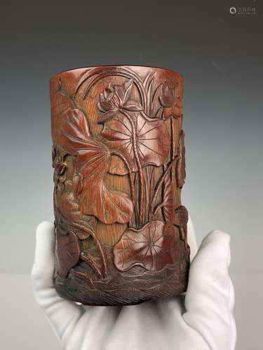 Carved Bamboo Brush Pot