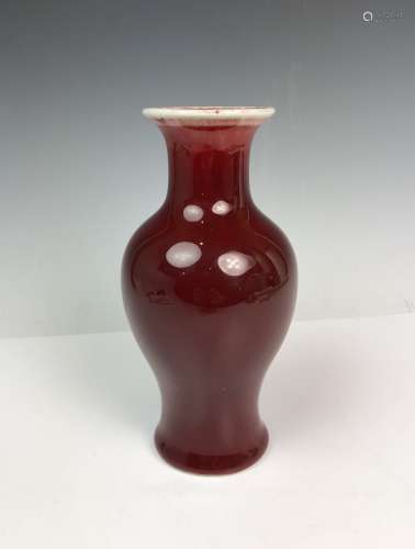 Copper Red Glazed Porcelain Vase with Mark