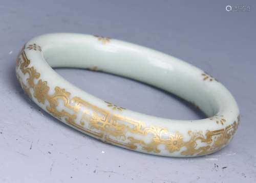 Porcelain and Gilt Bangle Bracelet