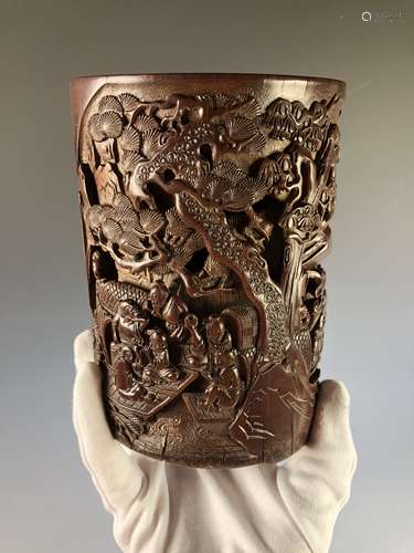 Carved Bamboo Brush Pot