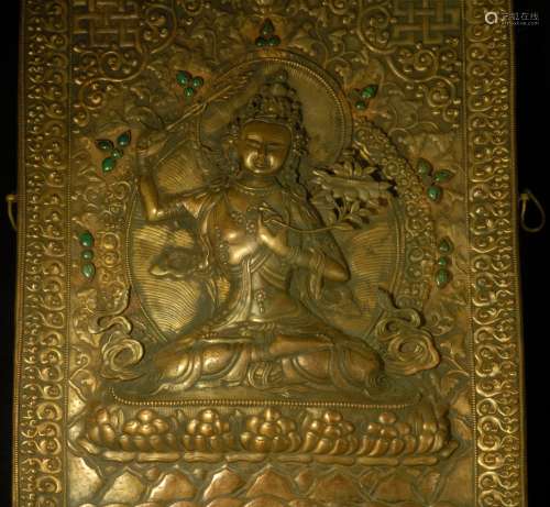 Gilt Bronze Wall Panel of Buddha