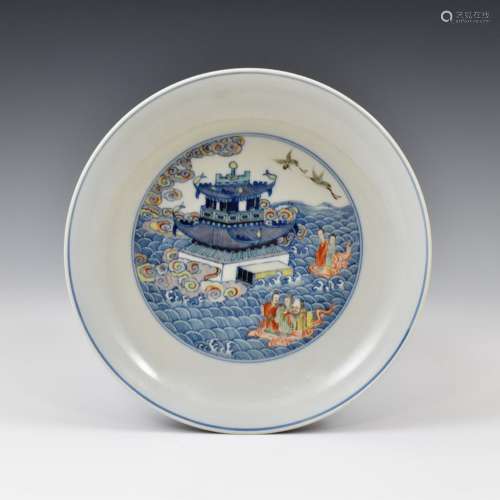 Yongzheng Porcelain Dish with Immortals Motif