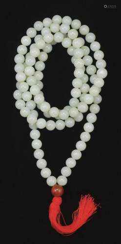 String of 108 White Jade Beads