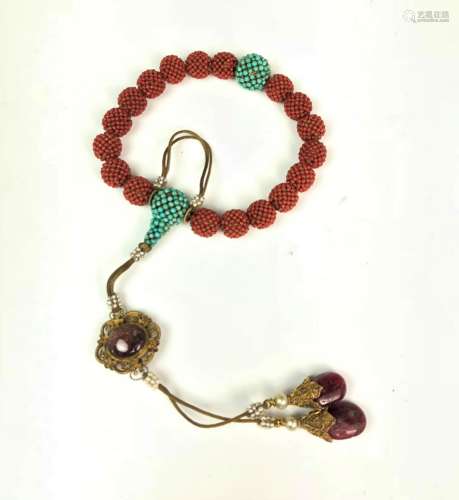 Coral Turquoise and Pearl Prayer Beads