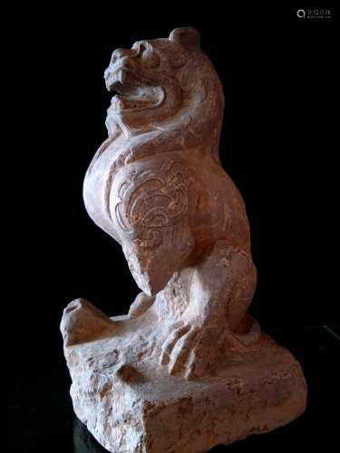 Carved Stone Guardian Lion