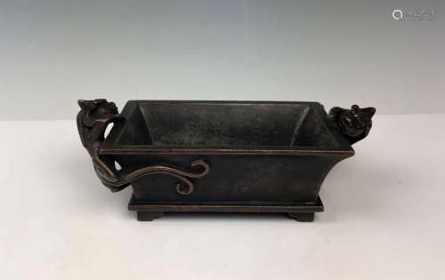 Bronze Double Dragon Censer with Mark