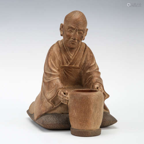 铃木正直（伊势） 1940年作 木雕老翁坐像