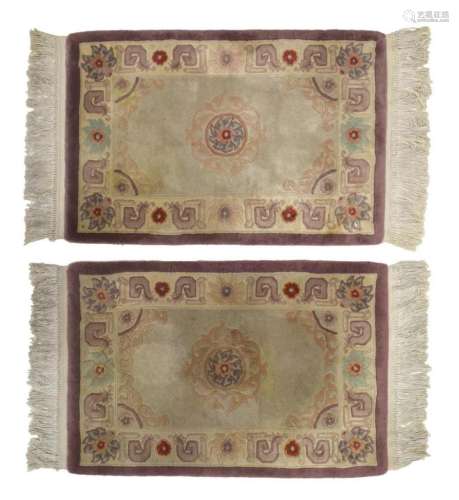 (2) MATCHING CHINESE WOOL RUGS 3'9.5