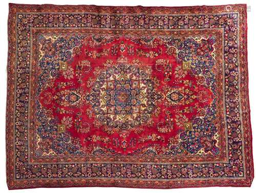 PERSIAN HAND-TIED MASHAD RUG 12'7