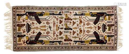 HAND-TIED AFGHAN TRIBAL WAR RUG 6'6