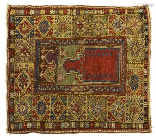 ANTIQUE HAND-TIED KONYA PRAYER RUG 3'8