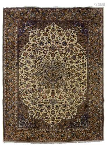 PERSIAN HAND-TIED KASHAN RUG 12'4