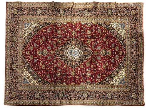 PERSIAN HAND-TIED KASHAN WOOL RUG 12'11