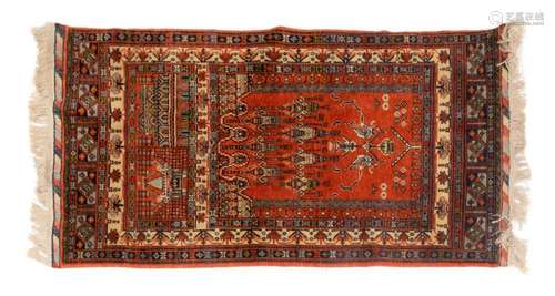 HAND-TIED AZERI PRAYER RUG 5'1