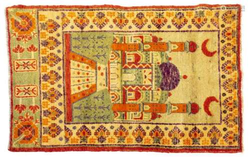 HAND-TIED KHOTAN PRAYER RUG 4'6