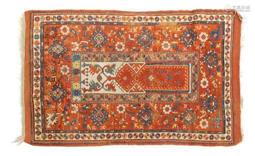 HAND-TIED TURKISH KONYA PRAYER RUG 5'1