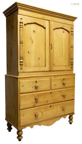 19TH C. ENGLISH PINE LINEN PRESS