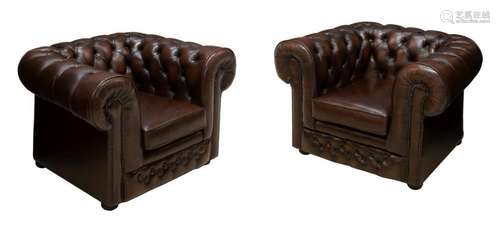 (2) THOMAS LLOYD CHESTERFIELD STYLE LEATHER CHAIR