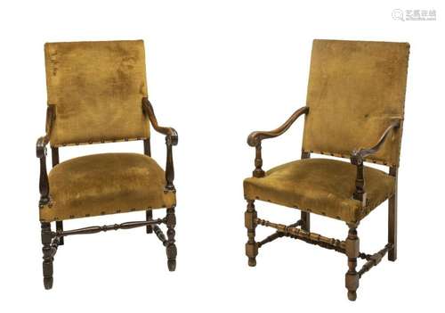 (2) FRENCH LOUIS XVIII STYLE FRUITWOOD ARM CHAIRS