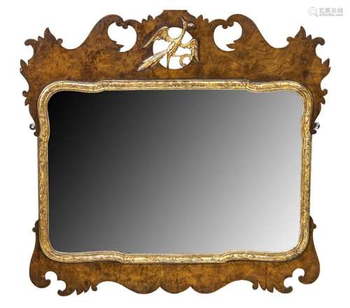 ENGLISH GEORGIAN STYLE WALNUT WALL MIRROR