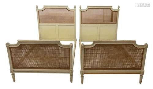 (PAIR) FRENCH PAINTED PINE BEDS