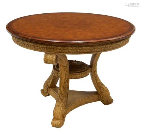 ANTIQUE STYLE FOLIATED & SCROLL CENTER TABLE