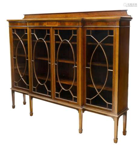 EDWARDIAN MAHOGANY BREAKFRONT DISPLAY CABINET