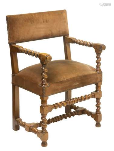 CONTINENTAL BAROQUE STYLE BARLEY TWIST ARMCHAIR