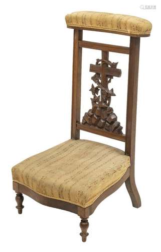 FRENCH CARVED WALNUT PRAYER CHAIR / KNEELER