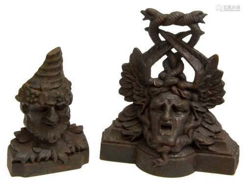 (2) ENGLISH FIGURAL CAST IRON DOORSTOPS, 19THC.