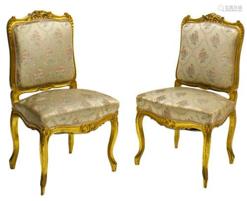 (PAIR) FRENCH GILTWOOD SIDE CHAIRS