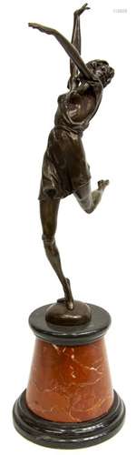 AFTER ZACH ART DECO STYLE BRONZE WOMAN IN DRESS