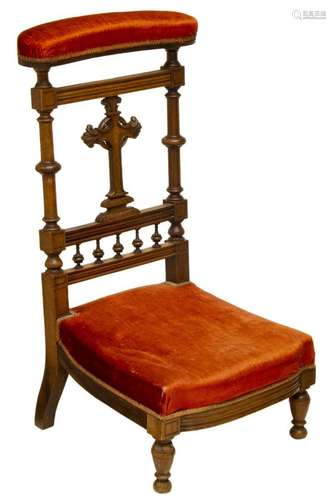 FRENCH NAPOLEON III WALNUT PRAYER CHAIR/ KNEELER