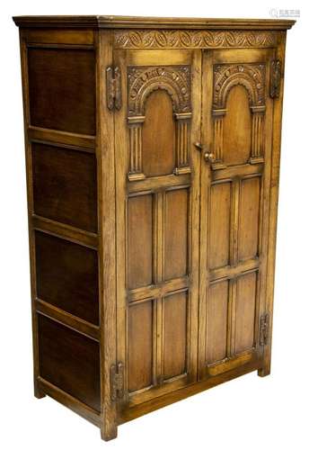 ENGLISH OAK PETITE ARMOIRE/ CLOSET