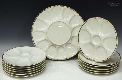 (13) FRENCH LIMOGES GILT PORCELAIN OYSTER SET