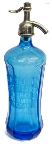 SCARCE BEAUMONT TEXAS TOLIVAR BLUE SELTZER BOTTLE