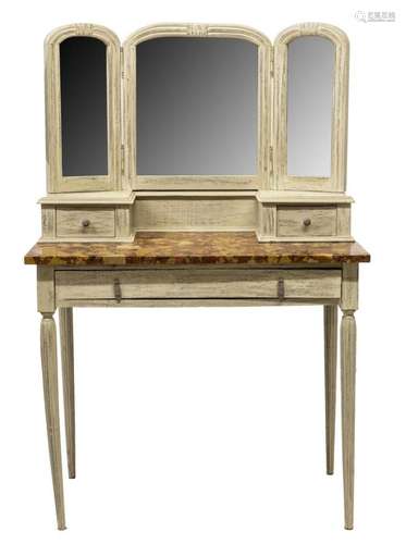 FRENCH LOUIS XVI STYLE MIRRORED MARBLE VANITY