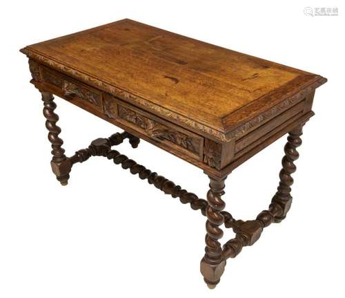 FRENCH HENRI II STYLE OAK WRITING DESK TABLE