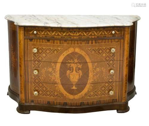 FRENCH STYLE MARBLE-TOP MAHOGANY SIDEBOARD