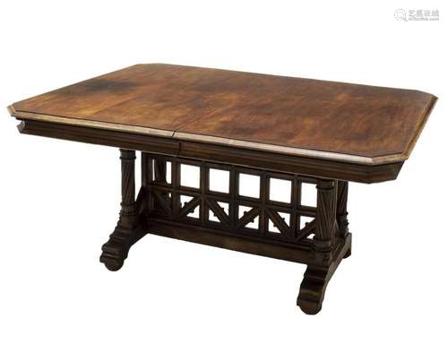 FRENCH GOTHIC REVIVAL WALNUT EXTENSION TABLE