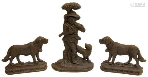 (3) ENGLISH FIGURAL CAST IRON DOORSTOPS, 19THC.