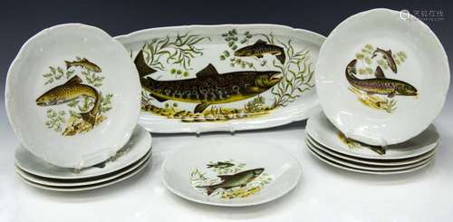 (11) FRENCH PORCELAINE DE SOLOGNE FISH SET