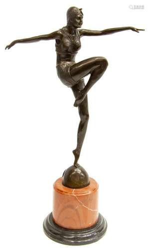 AFTER J PHILIPPE ART DECO STYLE BRONZE WOMAN