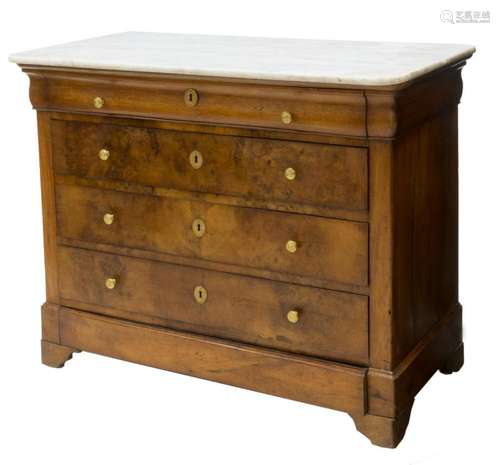 FRENCH LOUIS PHILIPPE MAHOGANY & MARBLE COMMODE