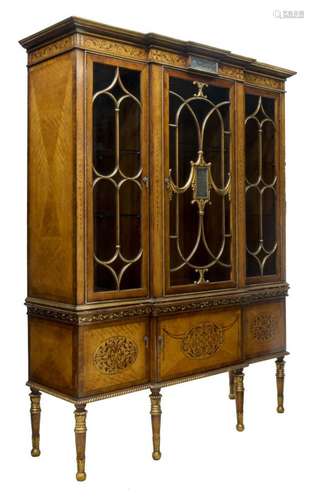 PARCEL GILT & GLAZED BREAKFRONT DISPLAY CABINET