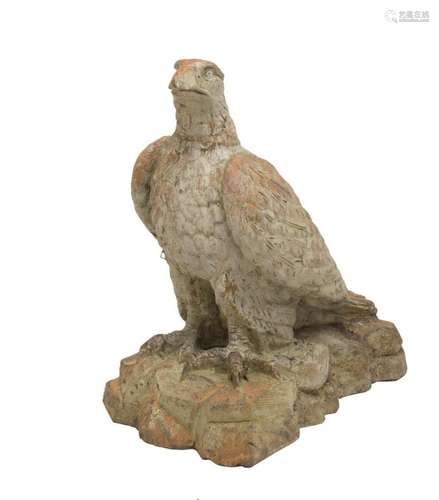 ENGLISH TERRACOTTA GARDEN STATUE OF AN EAGLE 19TH