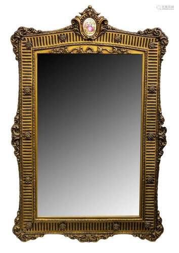 FRENCH GILT FRAMED BEVELED WALL MIRROR