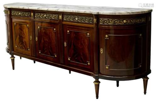 FRENCH MARBLE & MAHOGANY BUFFET